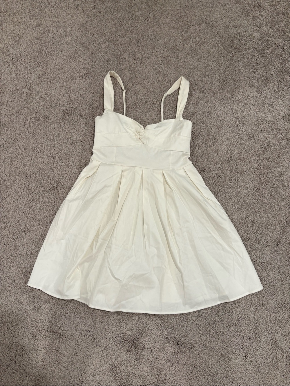 Altar'd State Cream Sweetheart Pleated Mini Dress